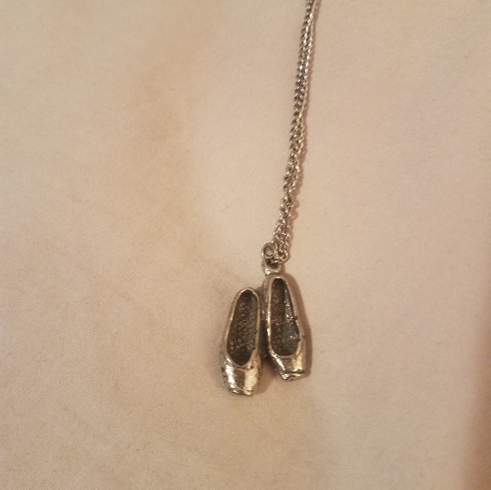 Vintage pewter ballet charm & 16 " necklace